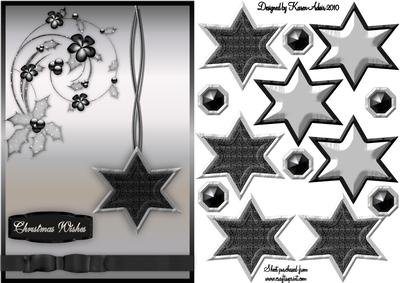 3D Christmas Star Embellishment in Black and Silver