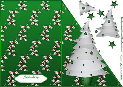 Christmas Tree in Green and Decoupage Cut and Fold