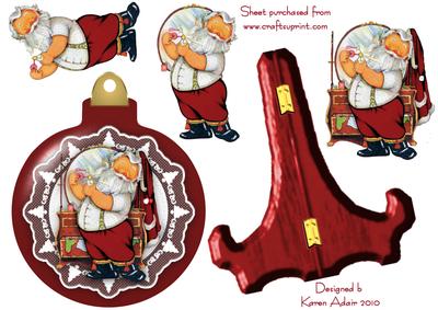 Bauble Shaped Plate Card with Santa Decoupage