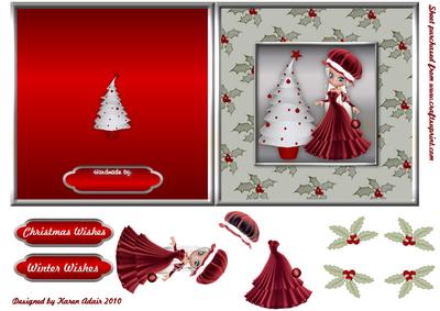 Little Miss Santa Cut and Fold with Decoupage
