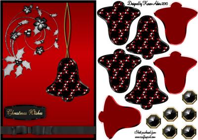 3D Christmas Bell Embellishment in Black and Red
