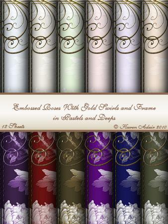 Embossed Roses with Gold Swirls and Frame Backgrounds