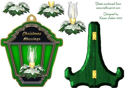 Lantern Shaped Plate Card and Stand with White Candle