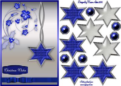 3D Christmas Star Embellishment in Blue and Silver