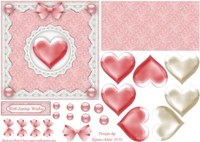 3D Heart 'n Battenburg Lace Easel Card