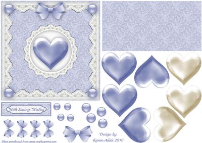 3D Heart 'n Battenburg Lace Easel Card in Blue
