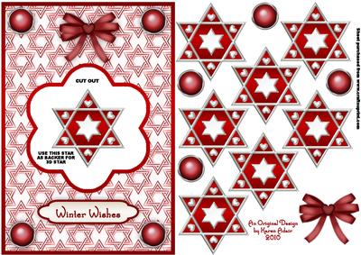 3D Red Christmas Star Dangler Embellishment and Card Front