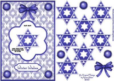 3D Blue Christmas Star Dangler Embellishment and Card Front