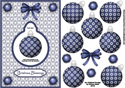 3D Blue Christmas Bauble Dangler Embellishment