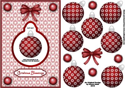 3D Red Christmas Bauble Dangler Embellishment