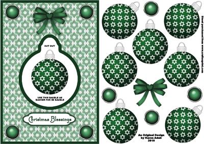 3D Green Christmas Bauble Dangler Embellishment
