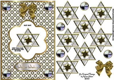 3D Gold Christmas Star Dangler Embellishment and Card Front
