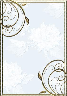 Embossed Roses and Gold Swirls A4 Card Front in Blue