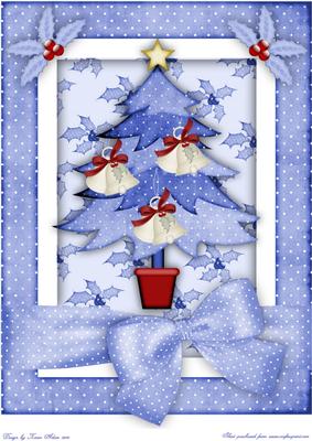 A Christmas Tree in Blue A4 Card Front