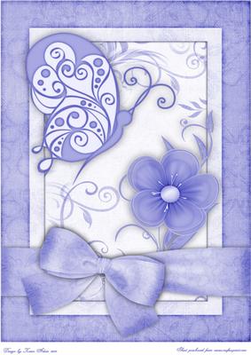 Butterfly 'n Bloom in Blue A4 Card Front