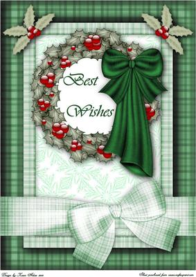 A Christmas Wreath A4 Card Front in Green