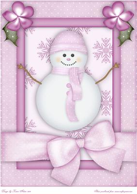 Christmas Snowlady A4 Card Front in Pink