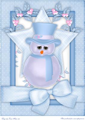 Cute Snowboy in Blue A4 Card Front