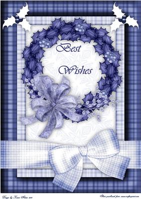 A Christmas Wreath A4 Card Front in Blue