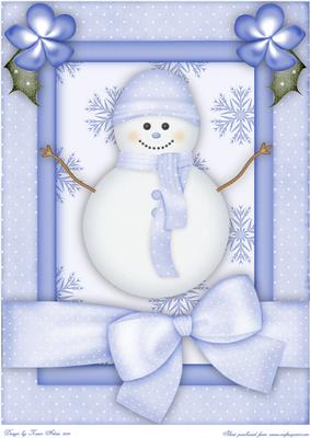 Christmas Snowman A4 Card Front in Blue