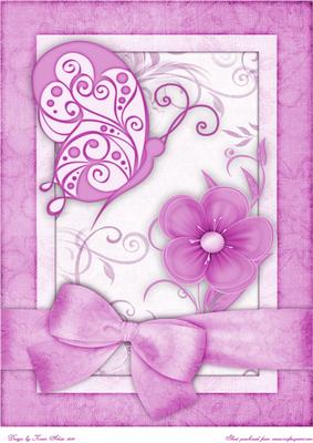 Butterfly 'n Bloom in Pink A4 Card Front