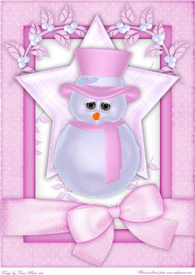 Cute Snowlady A4 Card Front in Pink