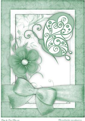 Butterfly 'n Bloom in Green A4 Card Front