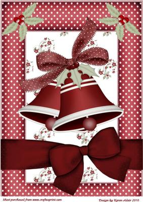 Scarlet Christmas Bell A4 Card Front