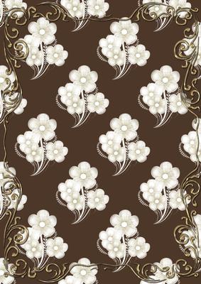 Embossed Pansies on Chocolate with Gold Frame Card Front