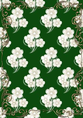 Embossed Pansies on Green with Gold Frame Card Front