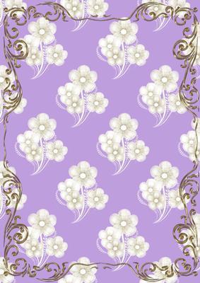 Embossed Pansies on Lilac with Gold Frame Card Front