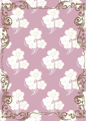Embossed Pansies on Pink with Gold Frame Card Front