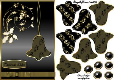 3D Christmas Bell Embellishment in Gold and Black