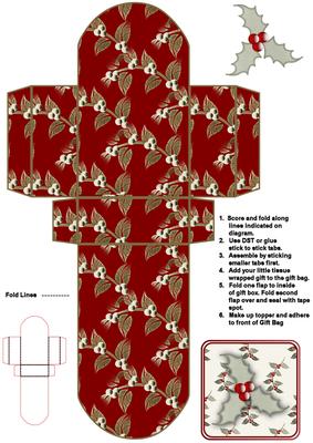 Christmas Gift Bag with Holly Embellishment