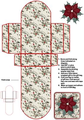 Christmas Gift Bag with Poinsettia Topper