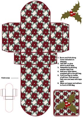 Christmas Gift Bag with Poinsettias