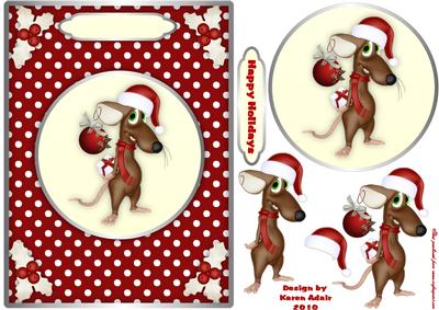 Cute Christmas Mouse Step by Step and Card Front