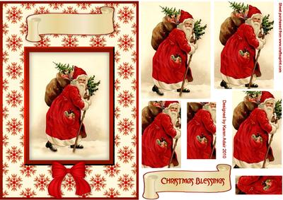 Vintage Santa on His Rounds Pyramid Card Front