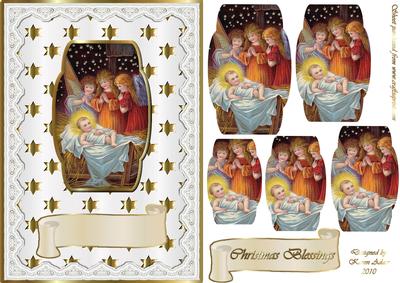 Baby Jesus and the Angels Shaped Pyramid and Card Front