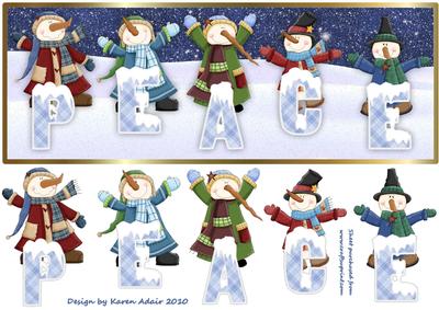 Peaceful Snowmen Dl Card Front with Step by Step
