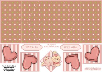 Baby Girl Splash Double Diamond Fold Card