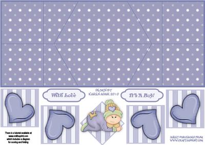 Baby Boy Splash Double Diamond Fold Card