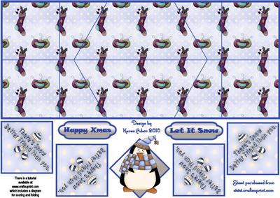 Winter Penguin Double Diamond Fold Card