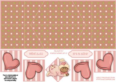 New Baby Girl Splash 2 Double Diamond Fold Card