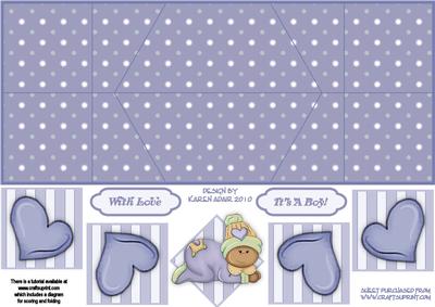 New Baby Boy Splash 2 Double Diamond Fold Card