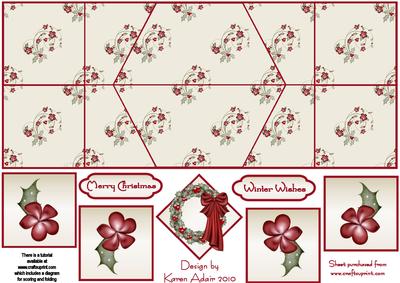 Christmas Wreath Double Diamond Fold Card