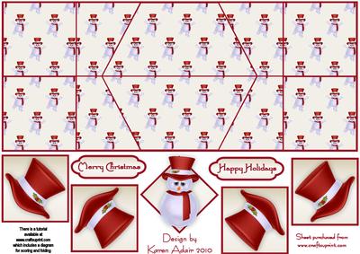 Jolly Snowman in Red Double Diamond Fold Card