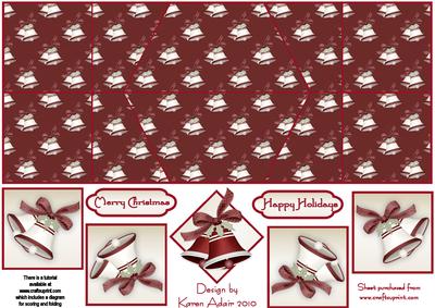 Christmas Bells in Red Double Diamond Fold Card