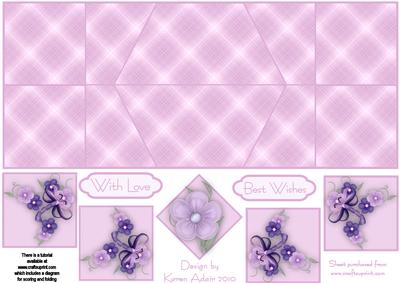 Silk Flowers in Pink Double Diamond Fold Card