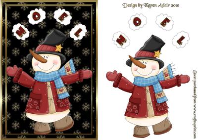 Country Snowman and Snowballs Card Front with Step by Step